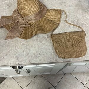 🌸Stylish Tan Sun Hat and Matching Bag Set🌸